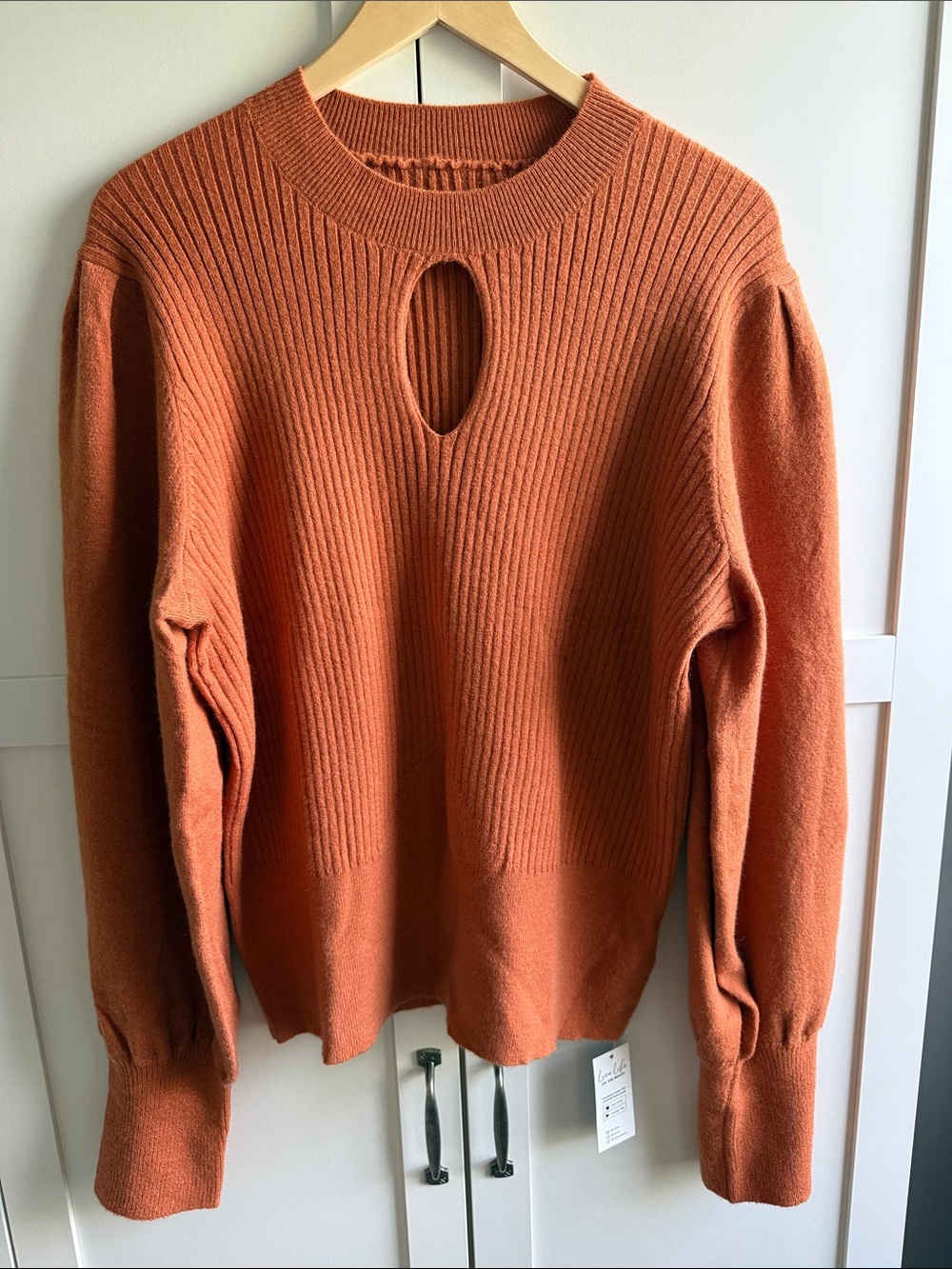 Cupshe Rust Orange Keyhole Ribbed Pullover